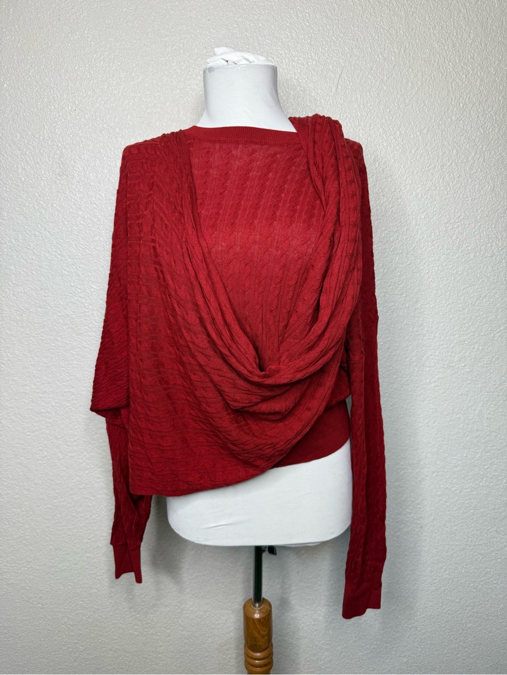 Massimo Dutti Cable-Knit Draped Women's Sweater